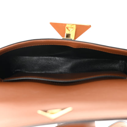 Prada Soft Calfskin Metal Triangle Logo Flap Shoulder Bag Cognac 5 of 13