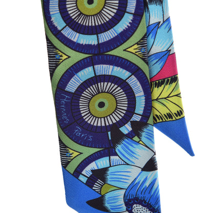 Hermes Silk The Savana Dance Twilly Rose Indien Indigo Vert 5 of 5