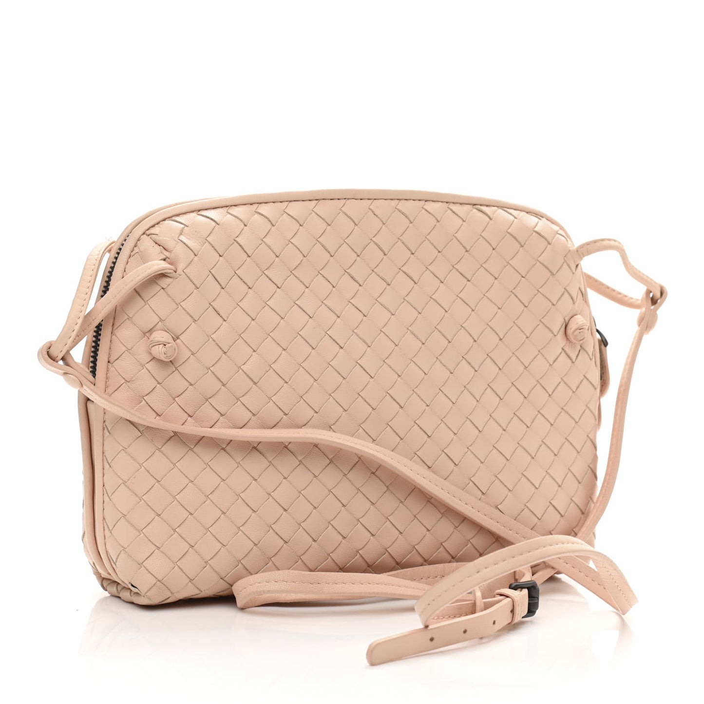 Nappa Intrecciato Nodini Crossbody Messenger Nude