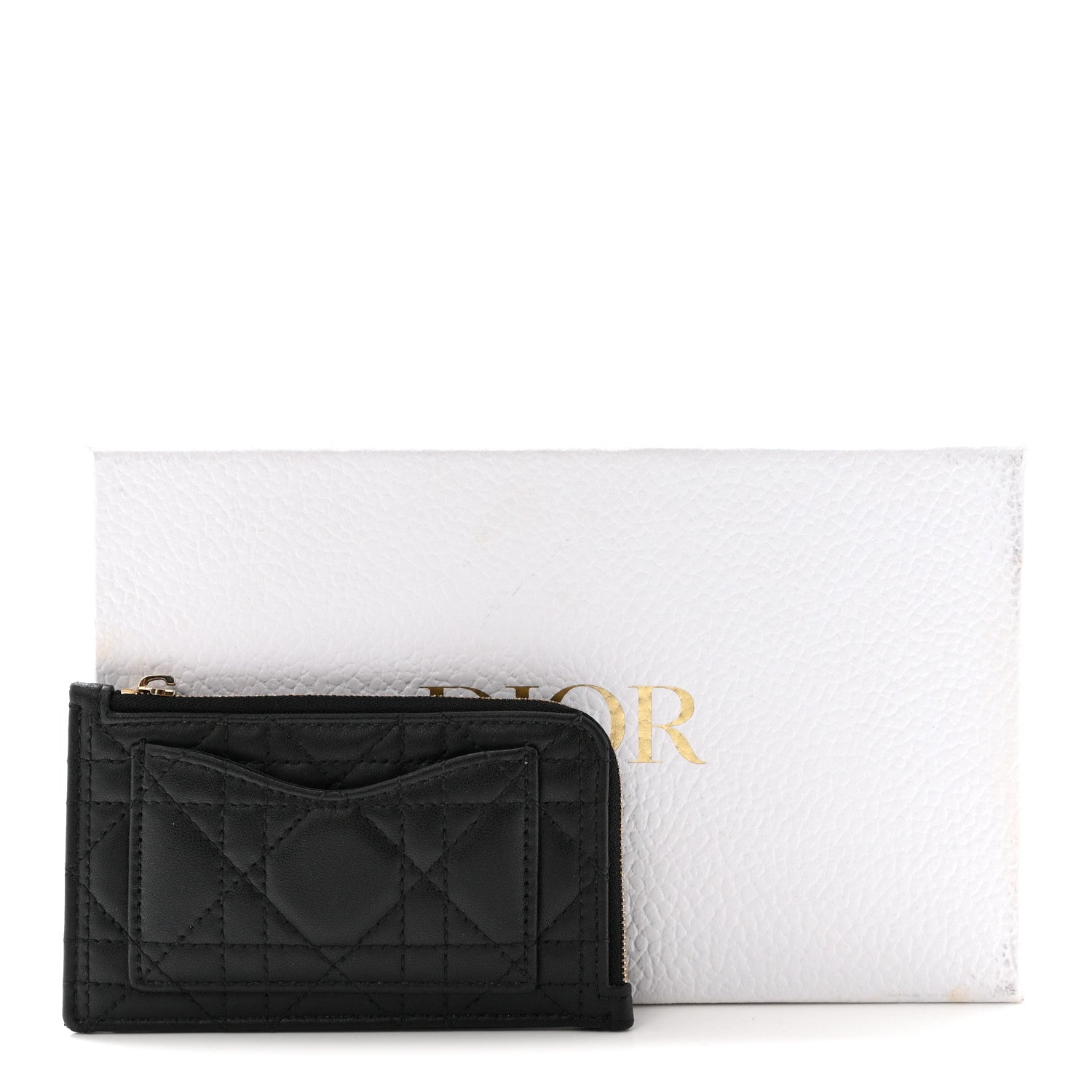 Christian Dior Supple Calfskin Cannage Lady Dior Cosmos Zipped Card Holder Black 7 of 7