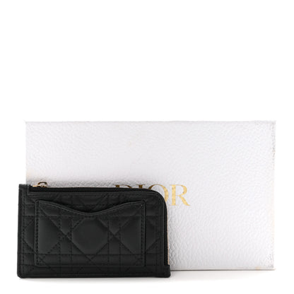 Christian Dior Supple Calfskin Cannage Lady Dior Cosmos Zipped Card Holder Black 7 of 7