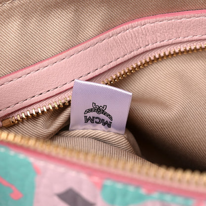 MCM Visetos Floral Leopard Wristlet Zip Pouch Pink 7 of 7