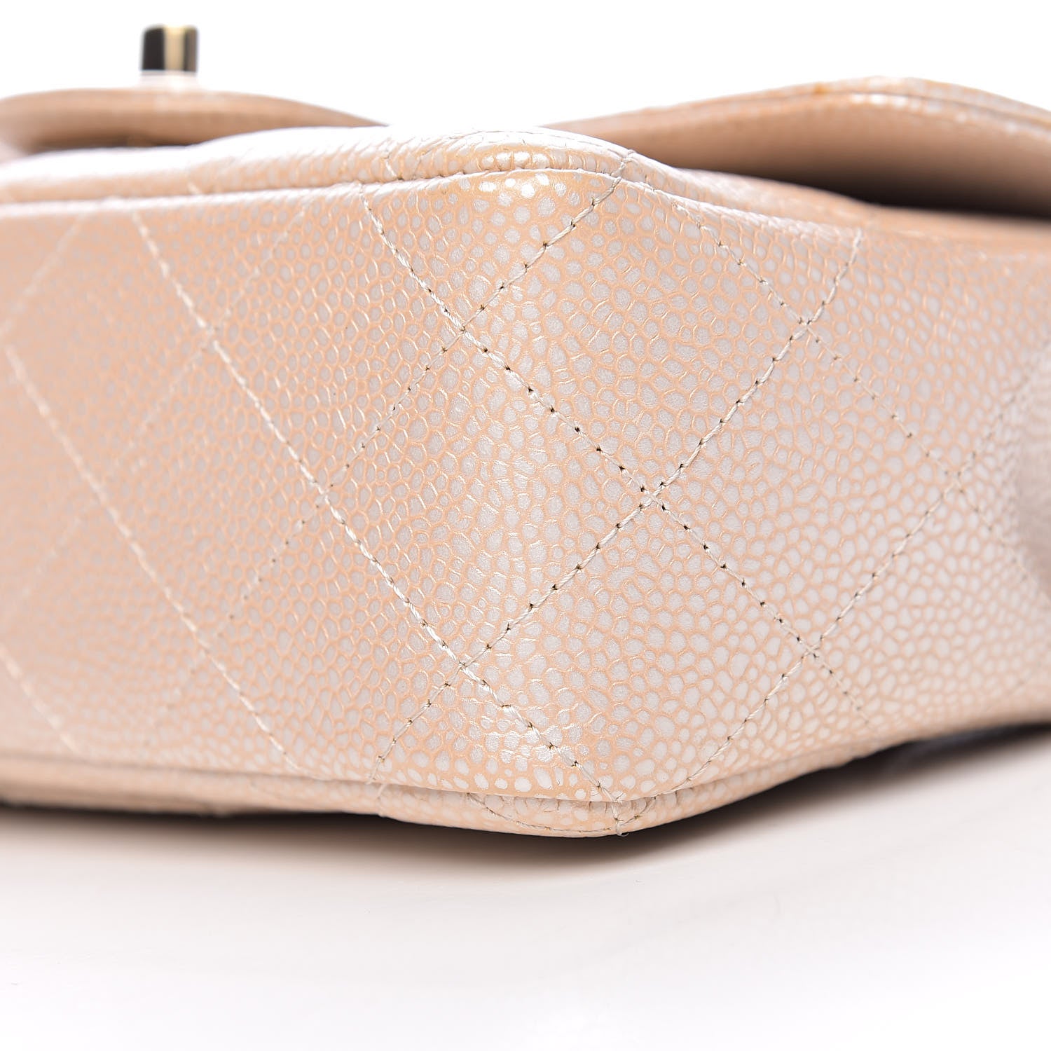 Chanel Pearly Caviar Quilted Mini Rectangular Flap Beige 9 of 11