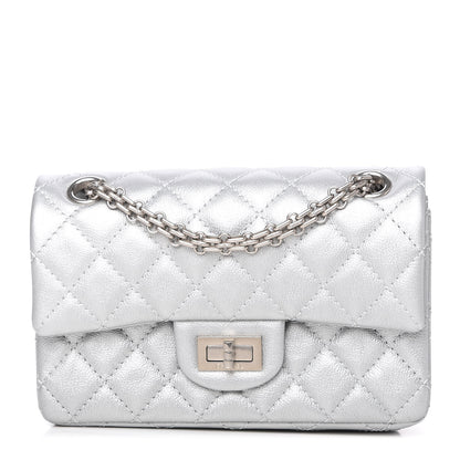 Chanel Metallic Grained Calfskin Quilted 2.55 Reissue Mini Flap Silver 1 of 11