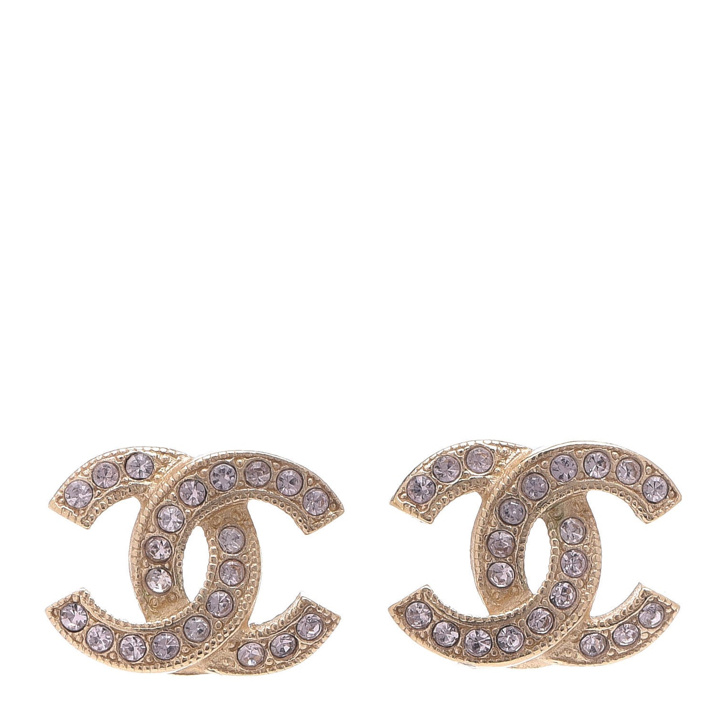 Crystal Twisted CC Earrings Light Gold Pale Pink