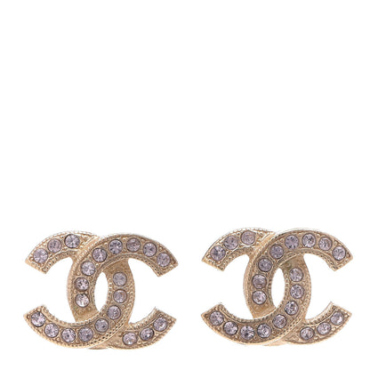 Chanel Crystal Twisted CC Earrings Light Gold Pale Pink 1 of 5