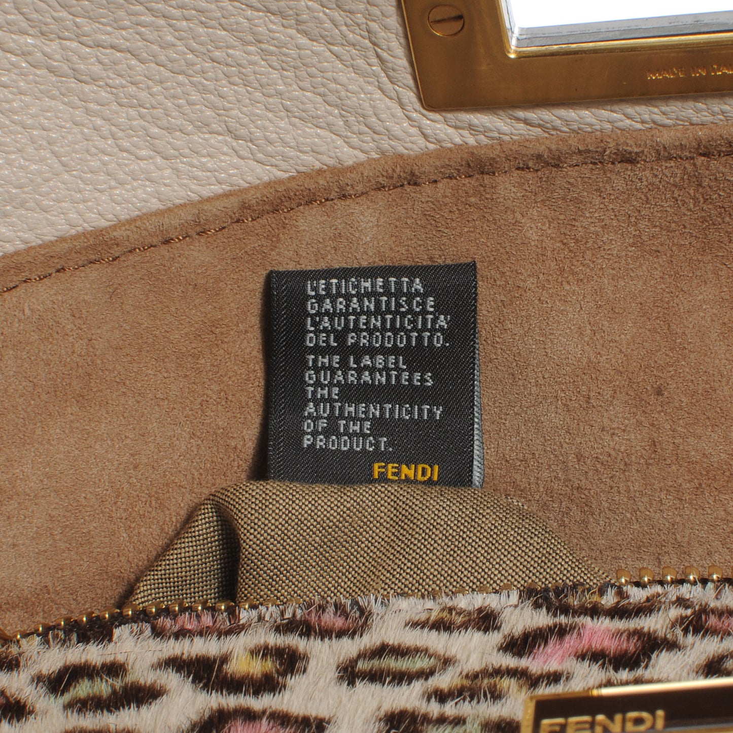 Goatskin Calf Hair Leopard Print Large Peekaboo Iconic Satchel Beige