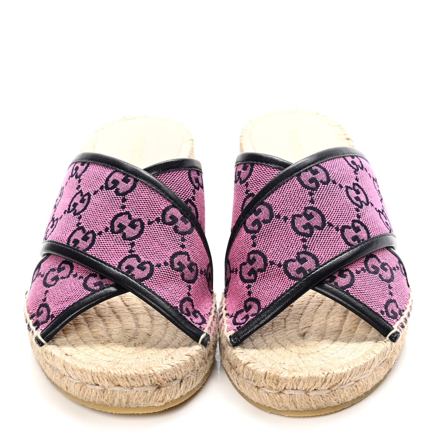 Gucci Monogram Multicolor Criss Cross Espadrille Sandals 37 Pink Blue 5 of 12