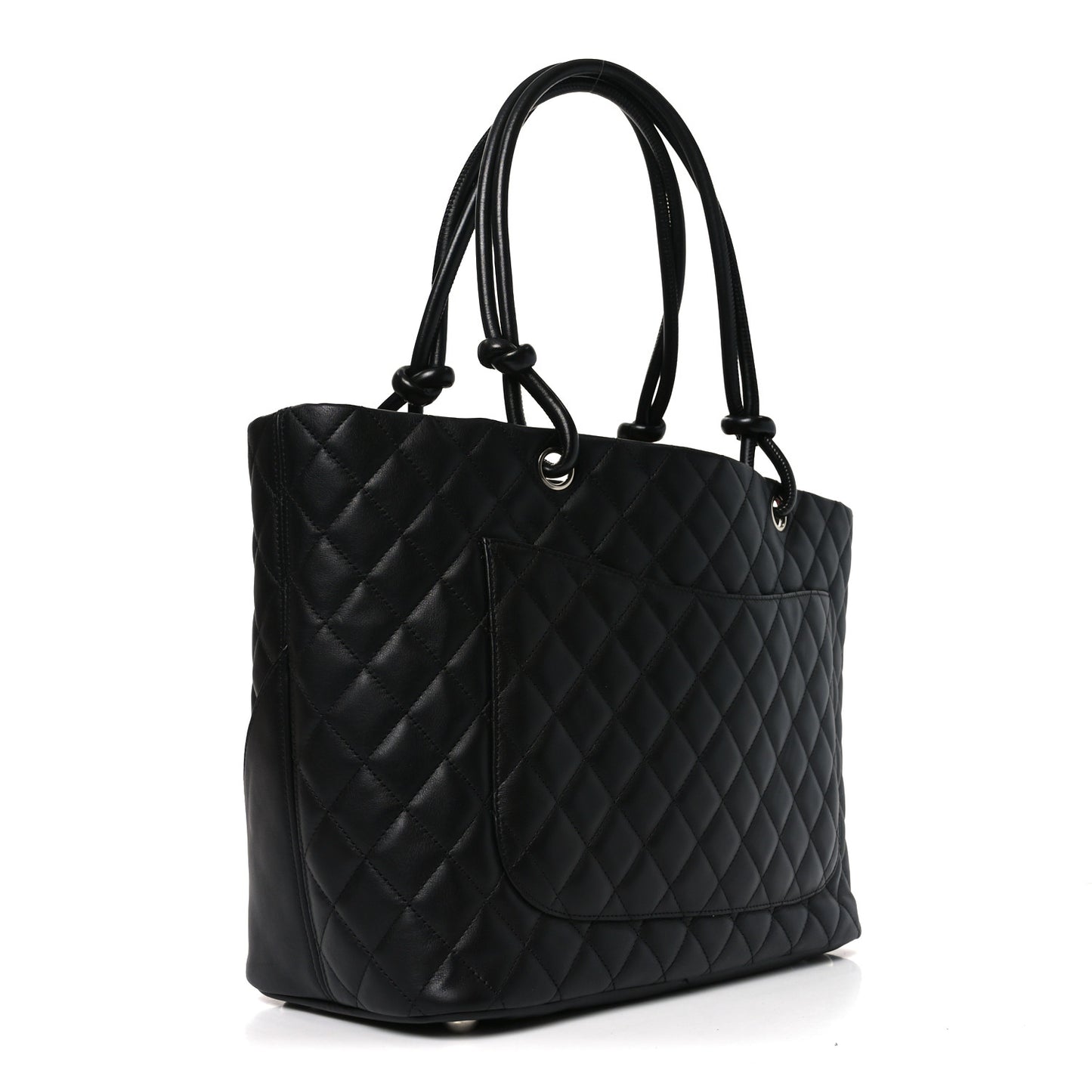 Calfskin Quilted Large Cambon Tote Black
