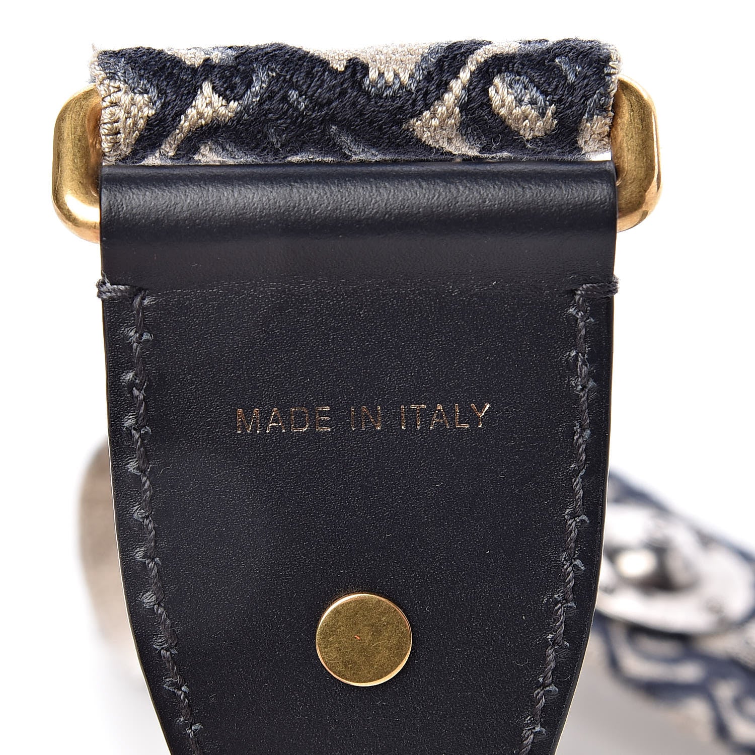 Christian Dior Oblique Studded Shoulder Strap Blue 4 of 5