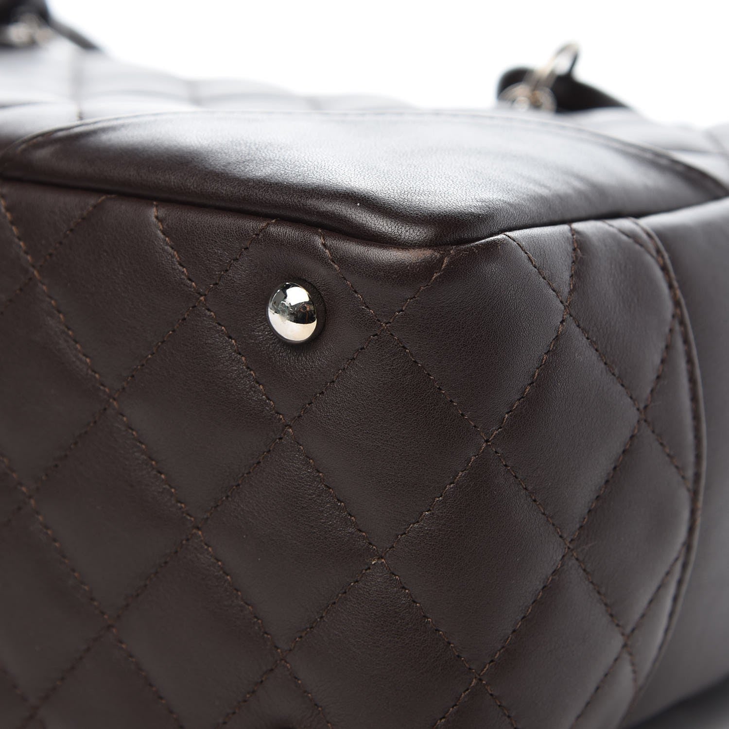 Chanel Calfskin Quilted Large Cambon Bowler Dark Brown 9 of 9