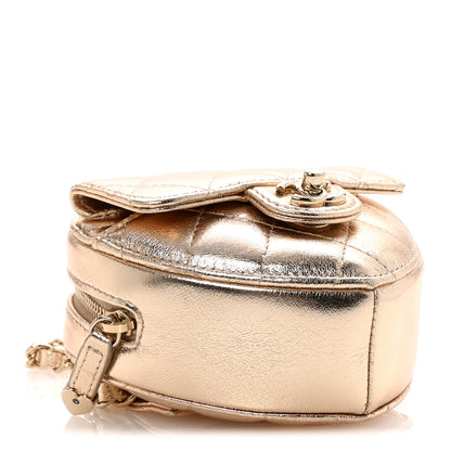 Chanel Metallic Lambskin Quilted CC In Love Heart Waist Belt Bag With Chain Gold 4 of 11