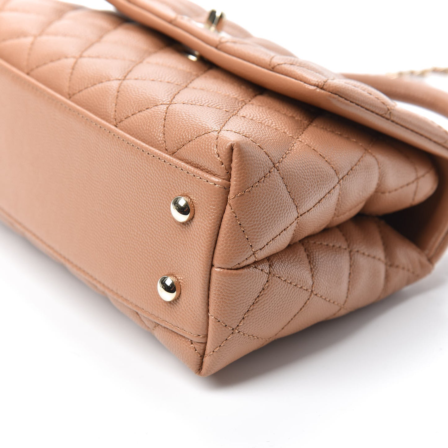 Caviar Quilted Mini Coco Handle Flap Brown