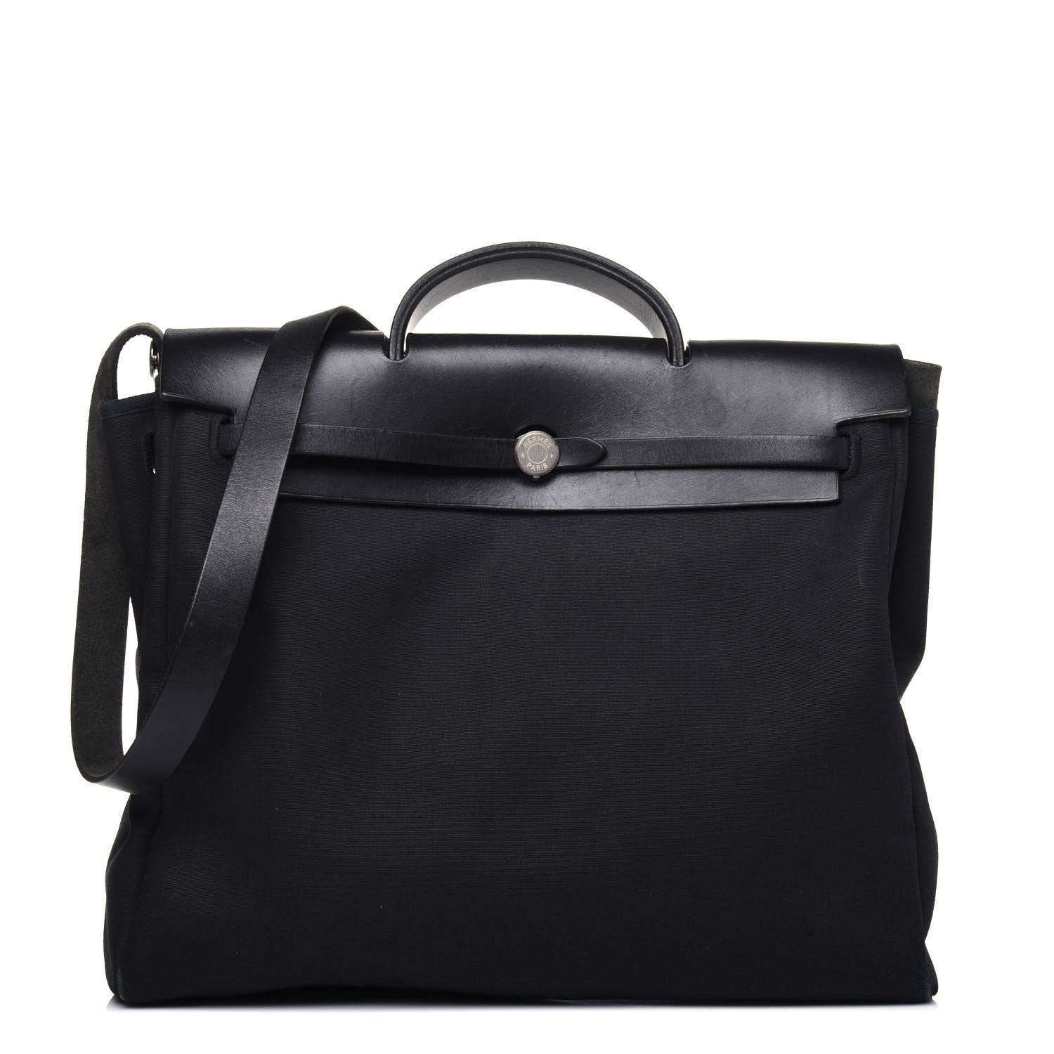 Hermes Toile Vache Calfskin Herbag 40 GM Black 1 of 30