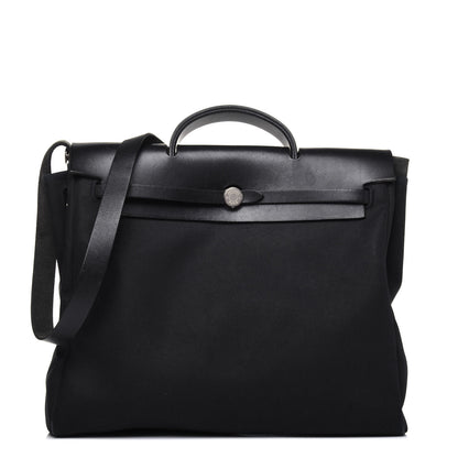 Hermes Toile Vache Calfskin Herbag 40 GM Black 1 of 30