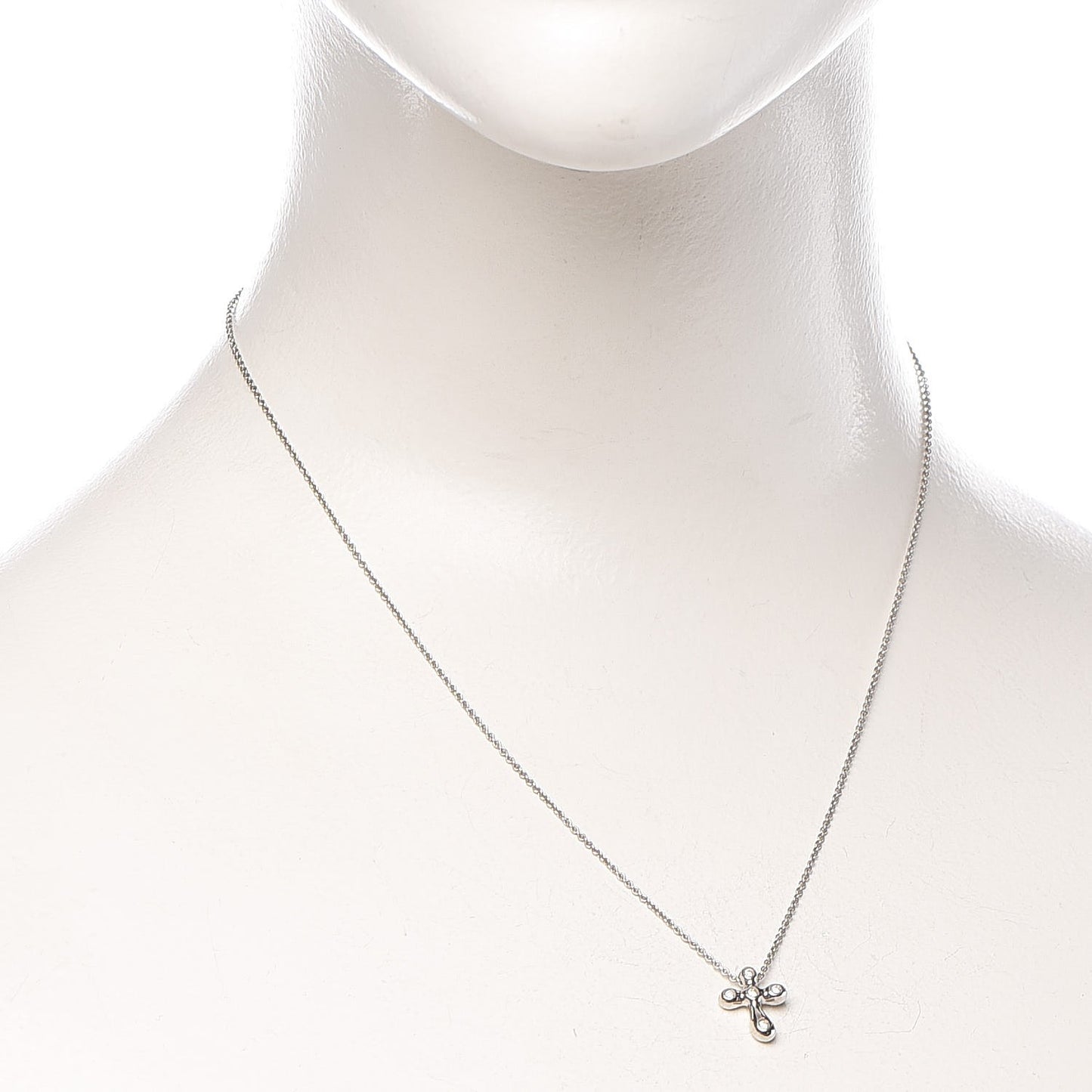 Platinum Diamond 12mm Elsa Peretti Cross Pendant Necklace