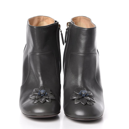 Chanel Lambskin Camellia CC Booties 38 Dark Grey 2 of 8