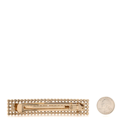 Chanel Metal Crystal CC Hair Clip Barrette Gold 2 of 4