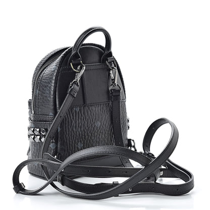 MCM Visetos Studded X-Mini Bebe Boo Backpack Black 3 of 10