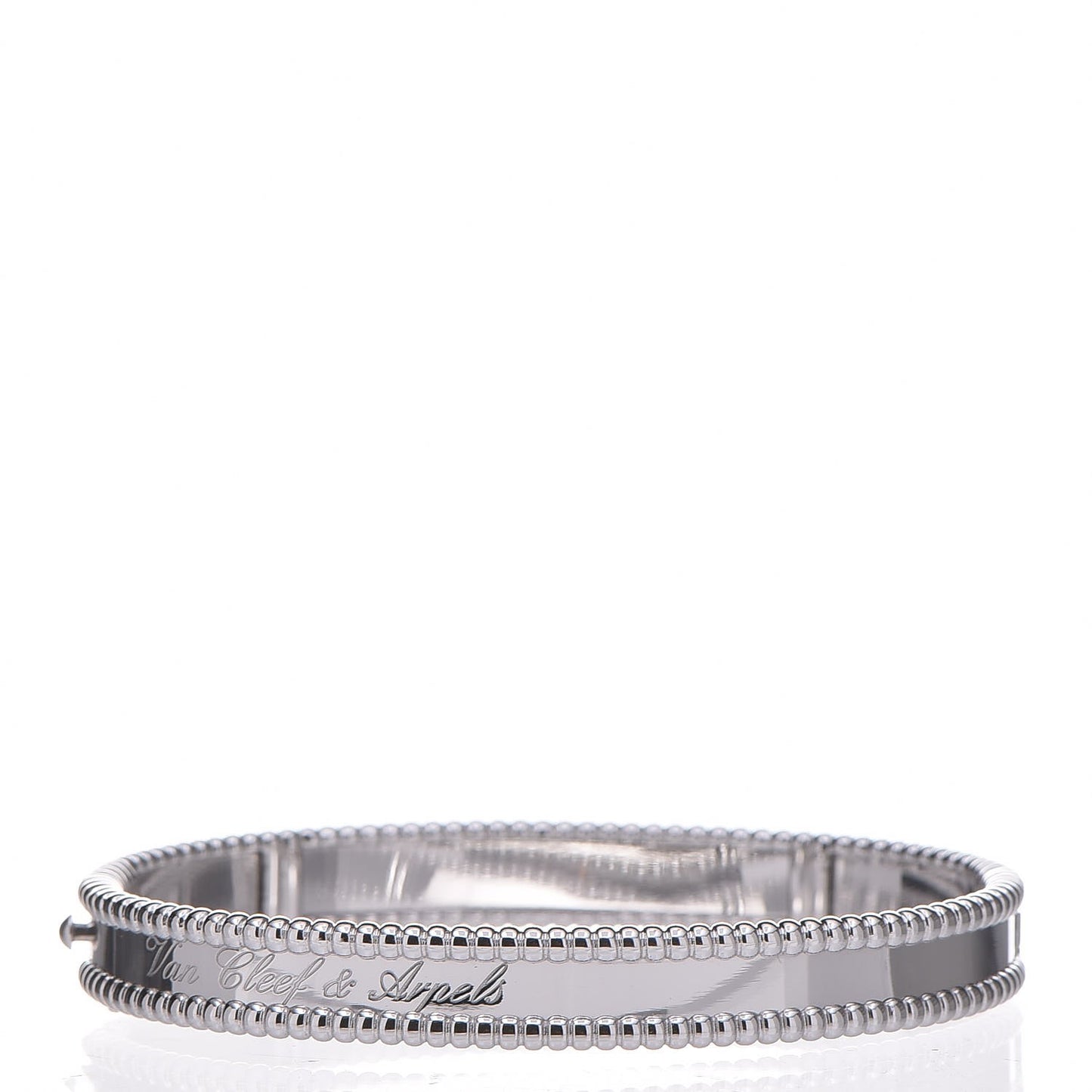 18K White Gold Perlee Signature Bangle Bracelet M