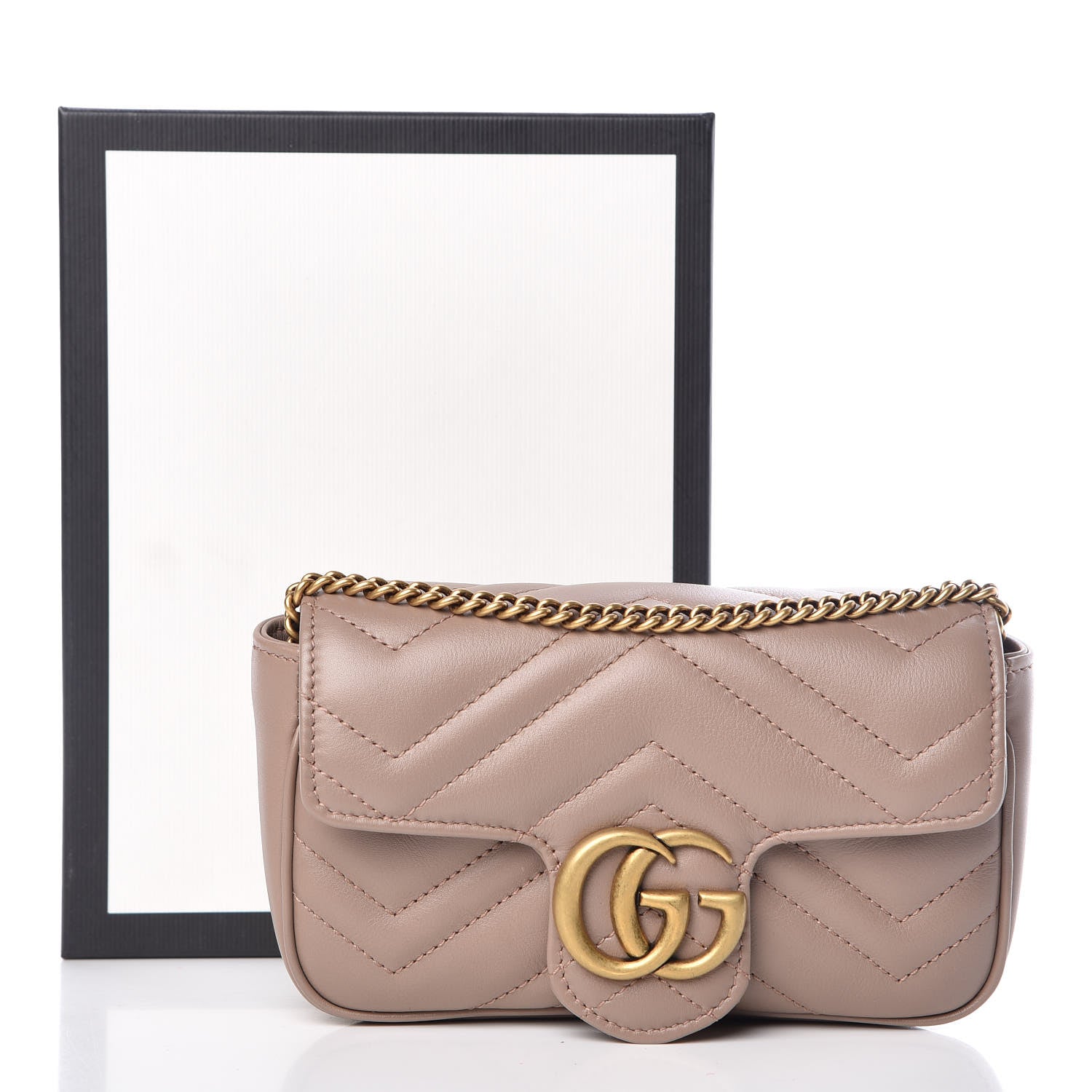 Gucci Calfskin Matelasse Super Mini GG Marmont Shoulder Bag Porcelain Rose 11 of 11