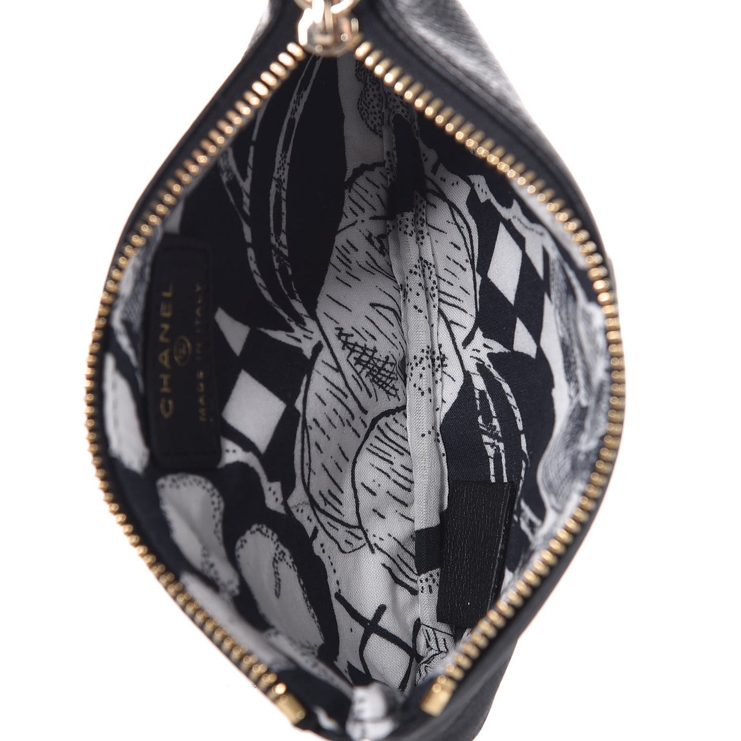 Goatskin Small CC Clover Cosmetic Case Black