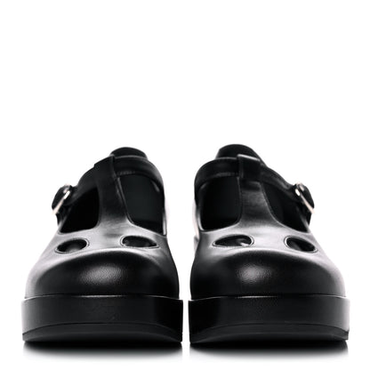 Gucci Calfskin T-Strap Mary Jane Platform Low-Heel Pumps 37.5 Black 2 of 10