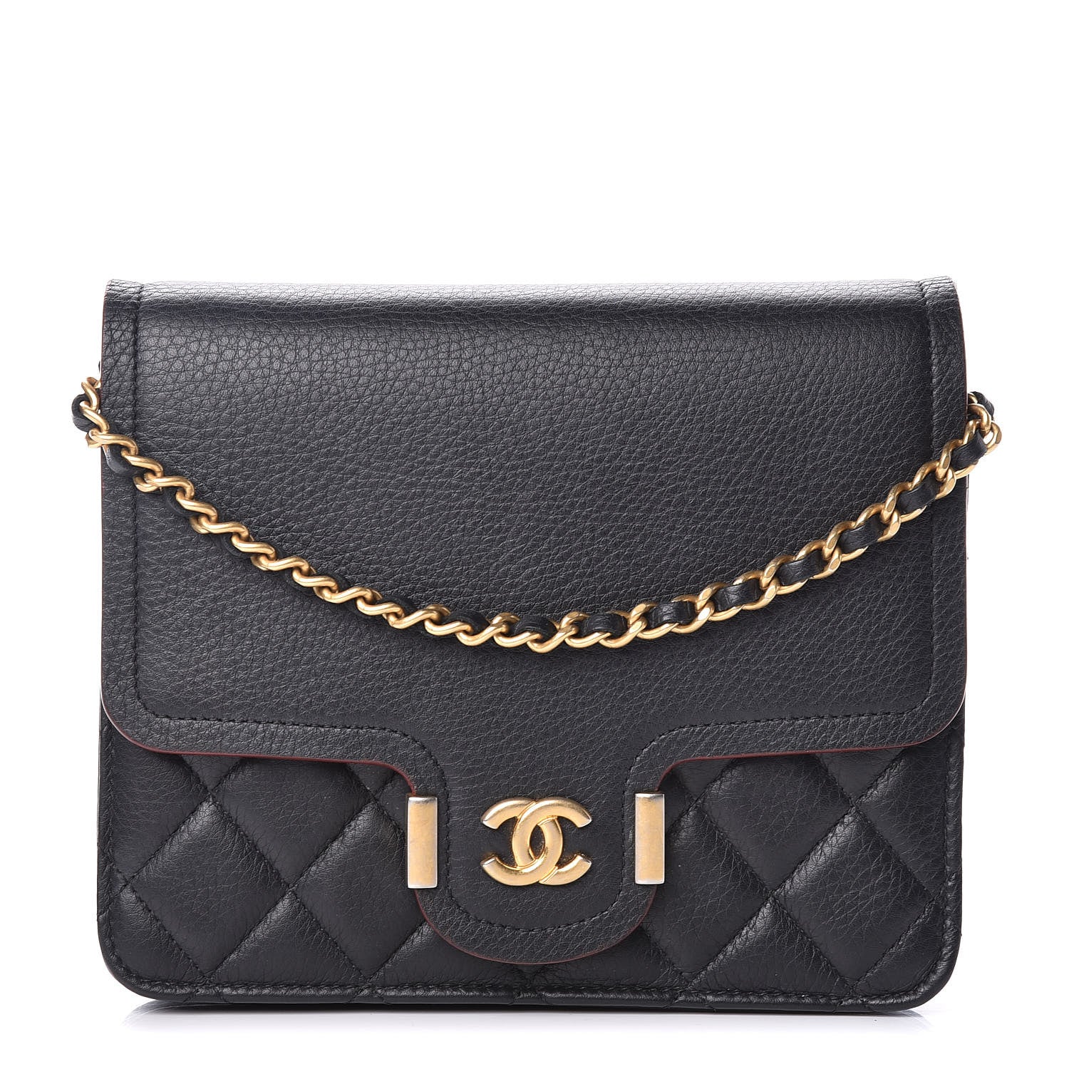 Chanel Calfskin Quilted Archi Chic Square Wallet On Chain WOC Black 1 of 16