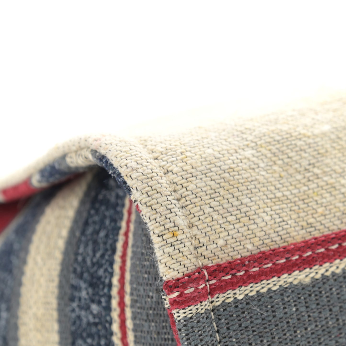 Striped Canvas Small Deauville Tote Beige