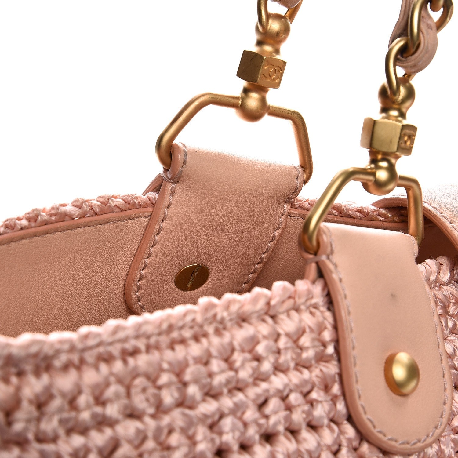 Chanel Straw Raffia Tote Pink 10 of 16