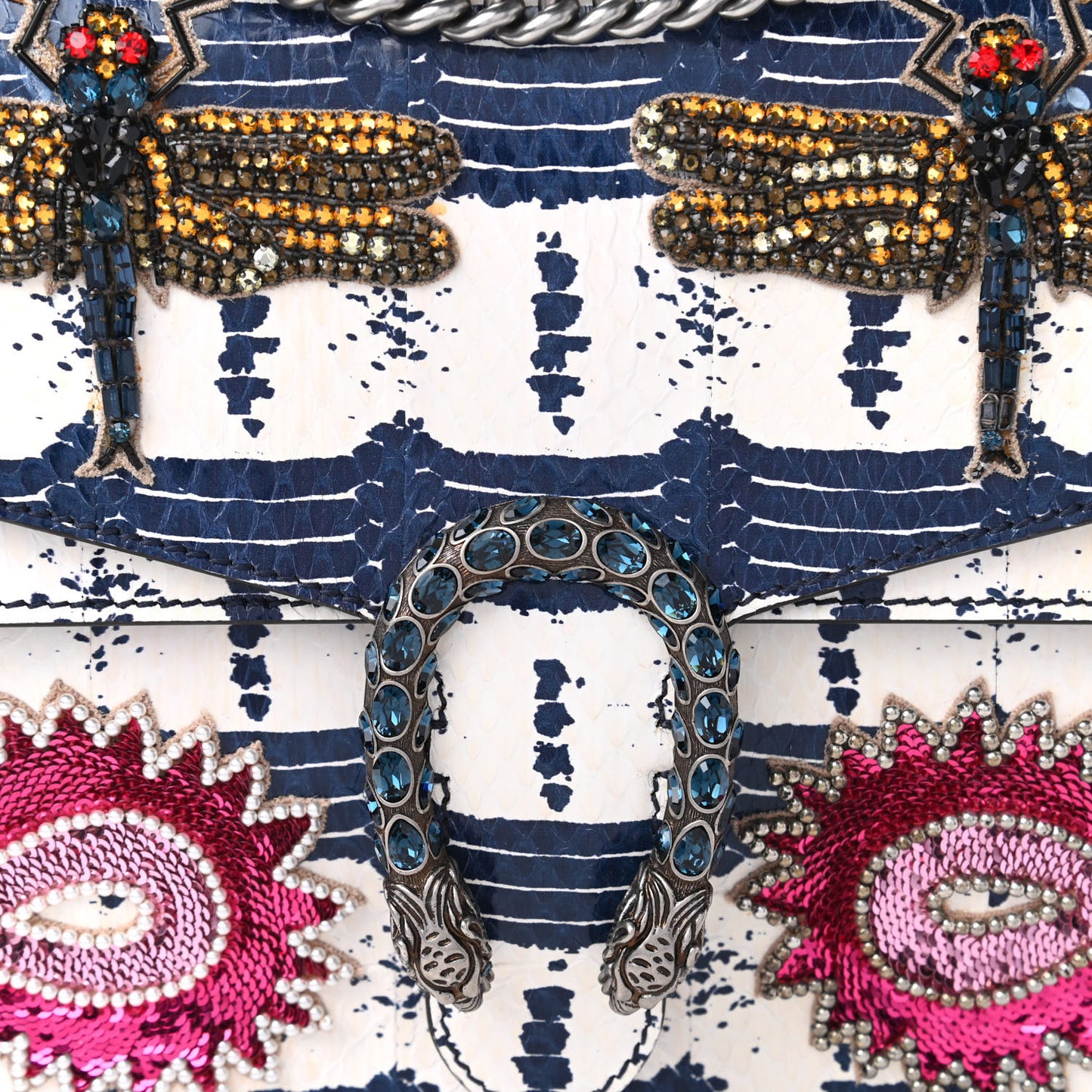 Snakeskin Dragonfly Medium Dionysus Shoulder Bag Blue