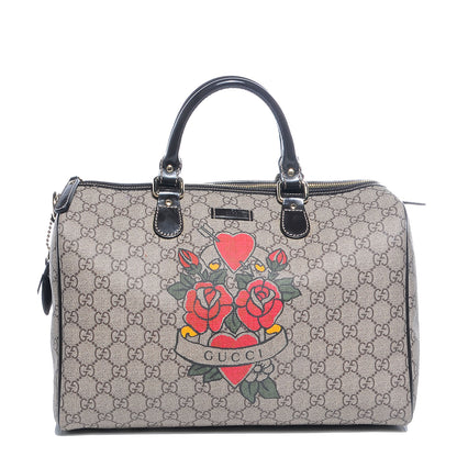 Gucci GG Plus Monogram Tattoo Heart Medium Joy Boston Dark Brown 1 of 7