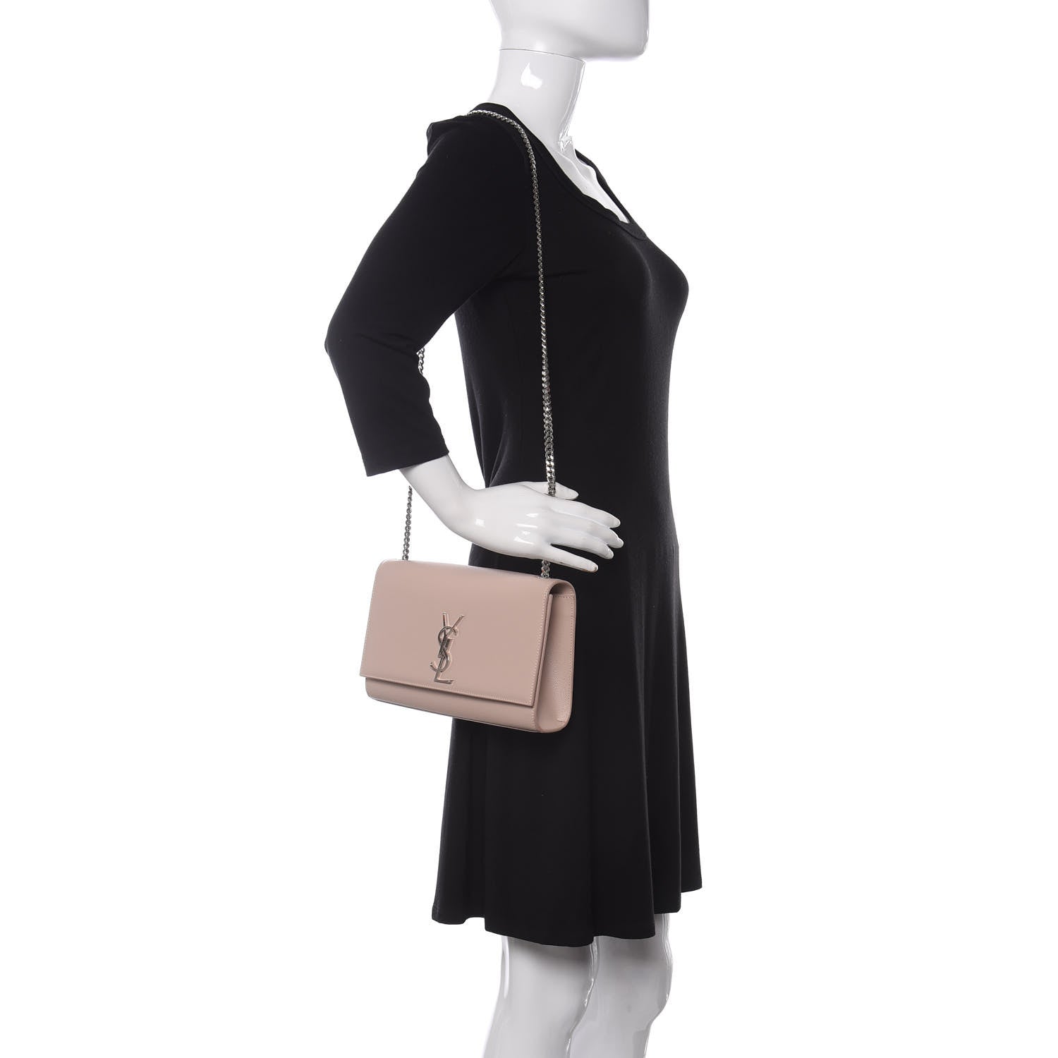 Saint Laurent Grain De Poudre Medium Classic Monogram Kate Satchel Marble Pink 2 of 11