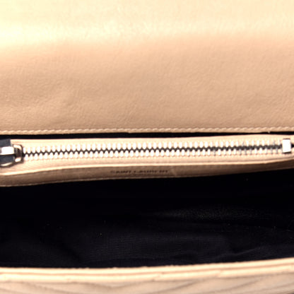 Saint Laurent Sheepskin Matelasse Chevron Monogram Medium College Bag Taupe 6 of 9