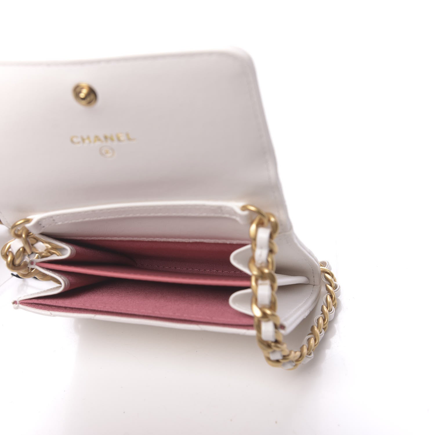 Chanel Lambskin Quilted 19 Flap Coin Purse With Chain White 5 of 12