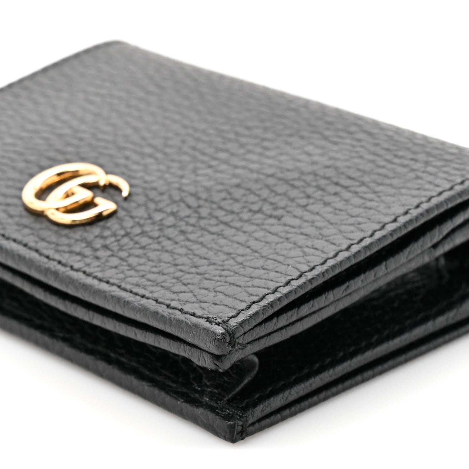 Gucci Pebbled Calfskin GG Marmont Card Case Black 1860844