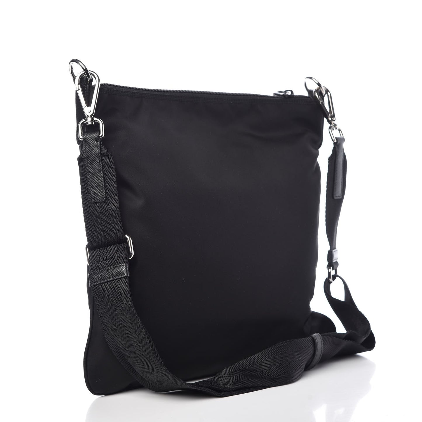 Nylon Saffiano Flat Messenger Bag Black