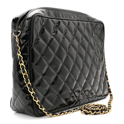 Chanel Patent Quilted Tassel Camera Case Black 3 of 11