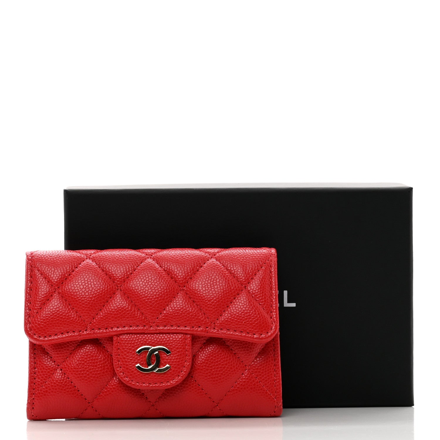 Chanel Caviar Quilted Flap Card Holder Wallet Red 9 of 9