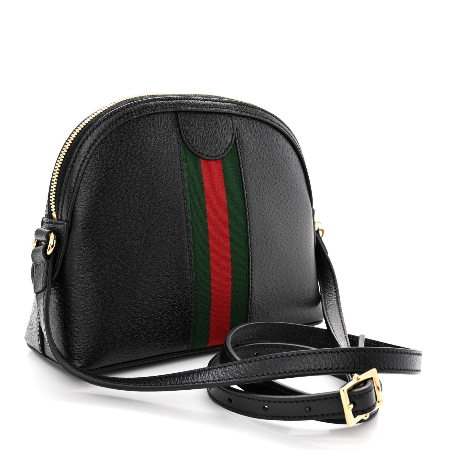 Gucci Calfskin GG Web Small Ophidia Dome Shoulder Bag Black 3 of 10