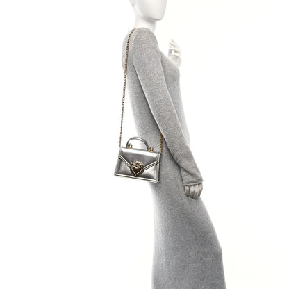 Dolce & Gabbana Metallic Nappa Small Devotion Top Handle Bag Silver 2 of 10