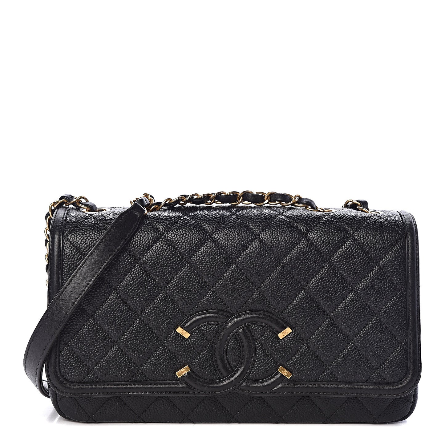 Caviar Quilted Medium CC Filigree Flap Black