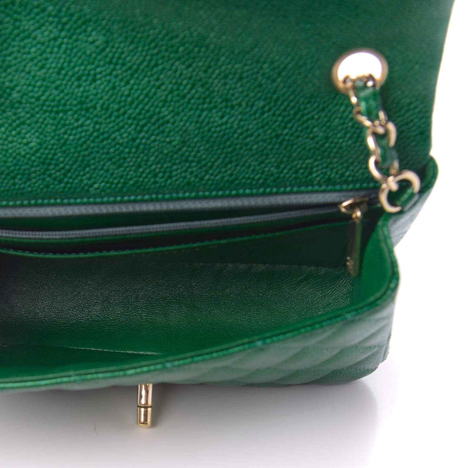 Chanel Metallic Caviar Quilted Mini Rectangular Flap Green 5 of 10