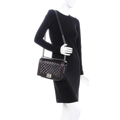 Chanel Metallic Patent Quilted New Medium Boy Flap Black 2 of 10