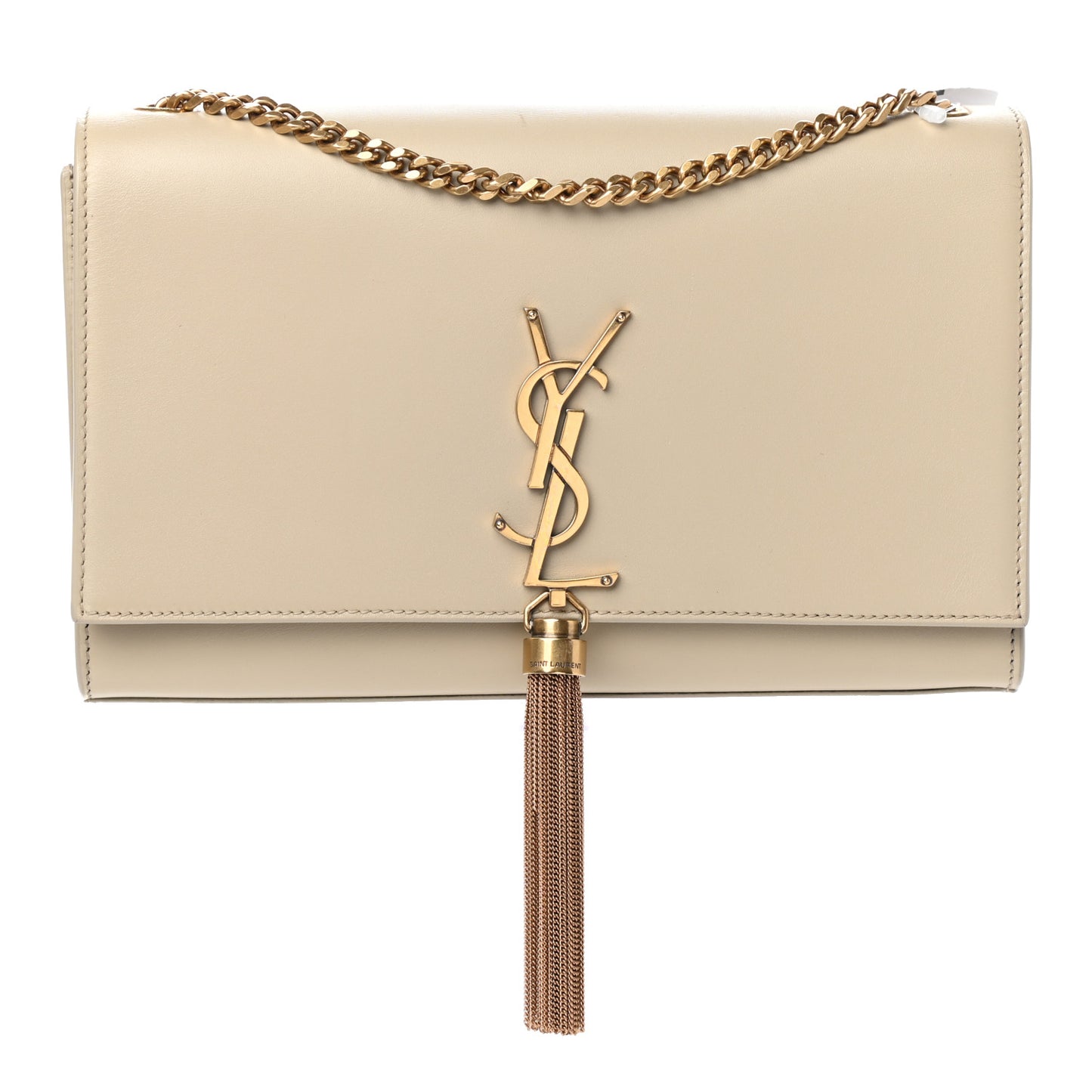 Smooth Calfskin Medium Classic Monogram Kate Tassel Satchel Sea Salt