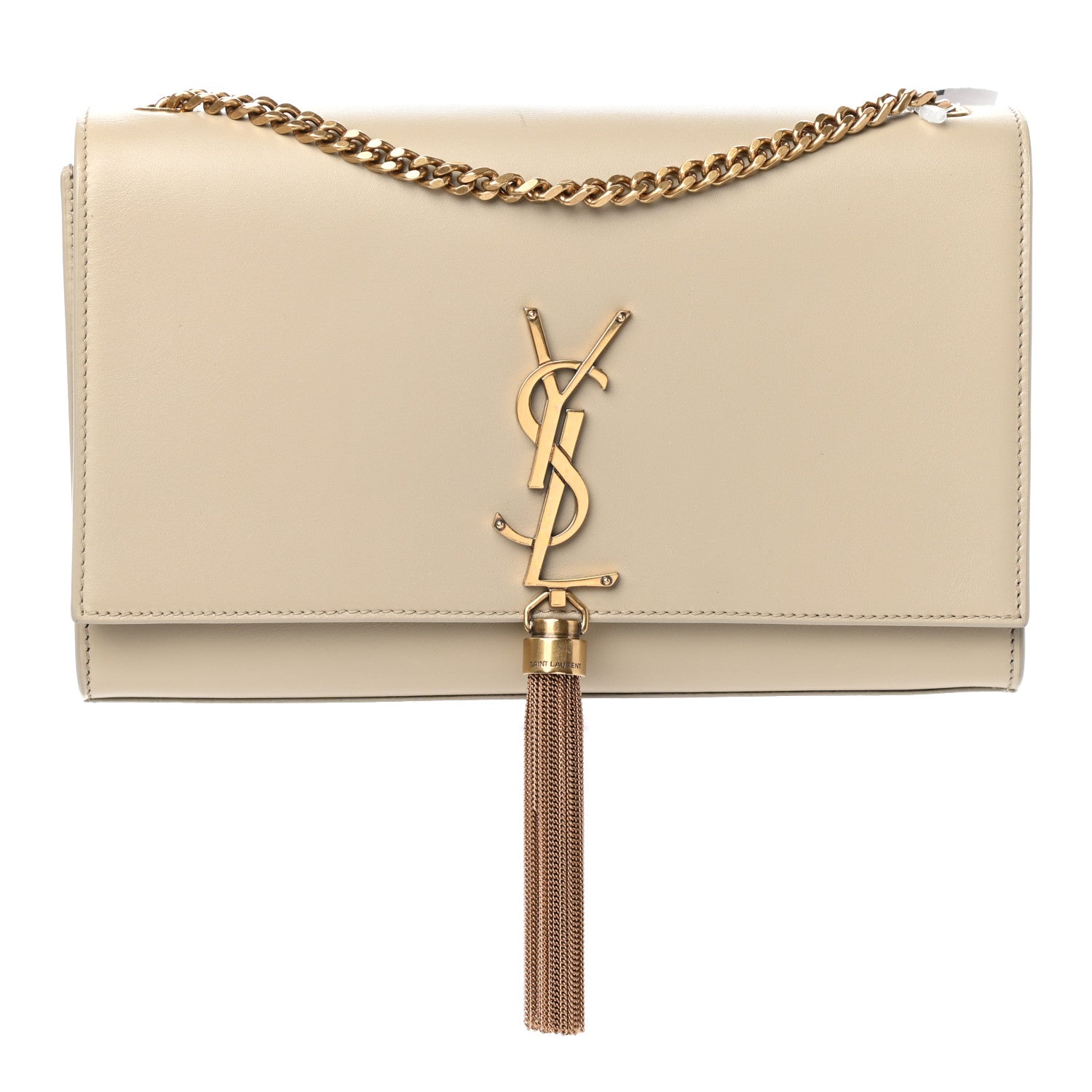 Saint Laurent Smooth Calfskin Medium Classic Monogram Kate Tassel Satchel Sea Salt 1 of 8