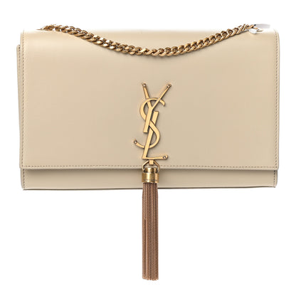 Saint Laurent Smooth Calfskin Medium Classic Monogram Kate Tassel Satchel Sea Salt 1 of 8