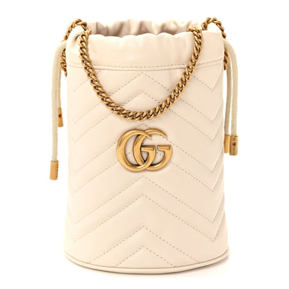 Gucci Calfskin Matelasse Mini GG Marmont 2.0 Bucket Bag White 1 of 9