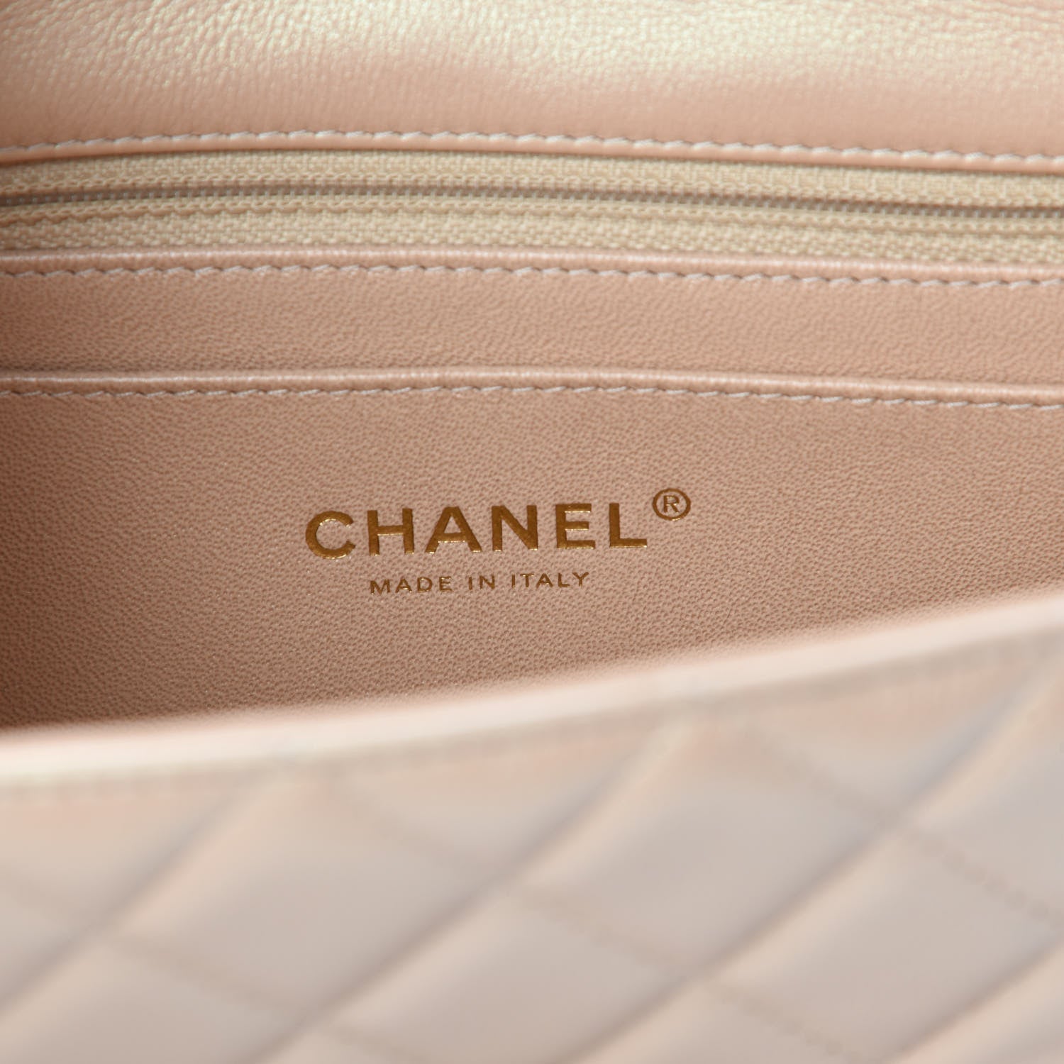 Chanel Iridescent Calfskin Quilted Mini Rectangular Flap Beige 8 of 10