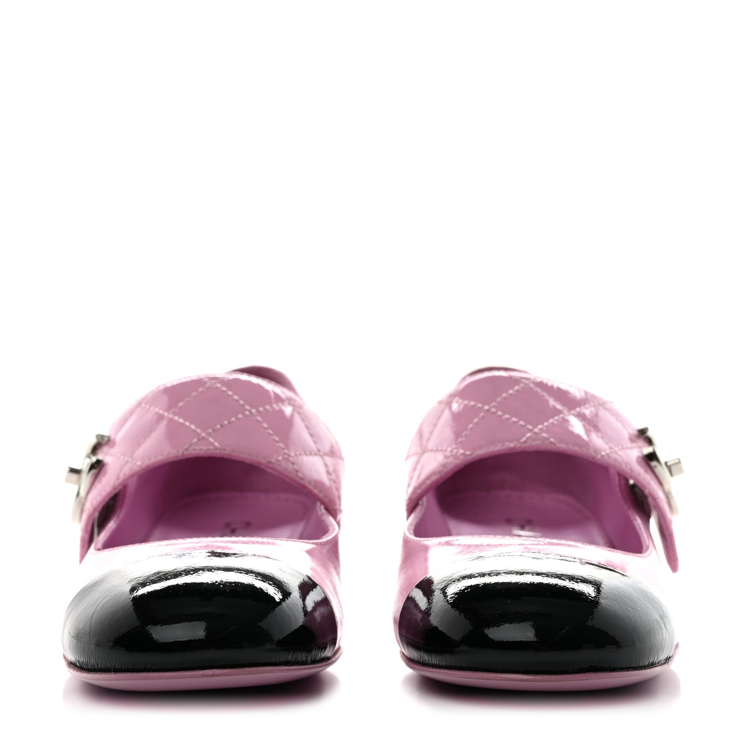 Chanel Patent Goatskin Cap Toe Mary Janes 35 Light Purple Black 2 of 11